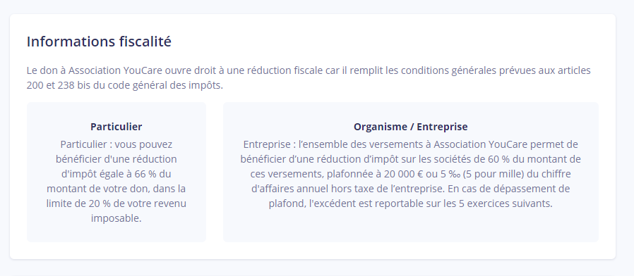 Paliers d'une campagne de crowdfunding Youcare, HelloAsso